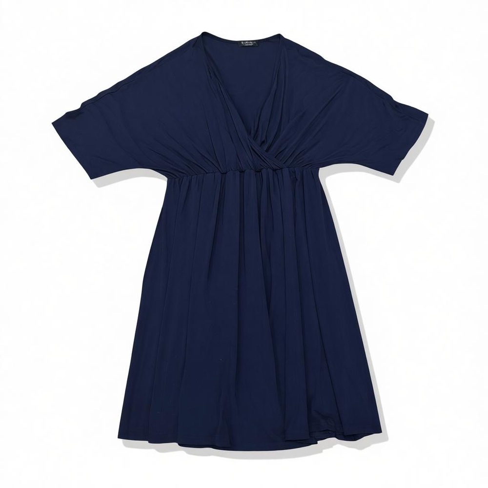 NWOT Ekouaer Navy Blue Kimono Sleeve Empire Waist Maternity Nursing Dress